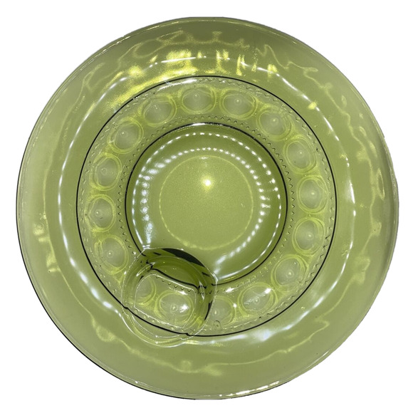 Vintage Indiana Glass Green Kings Crown Thumbprint Snack Plate Six Available - Picture 7 of 15